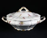 Theodore Haviland Limoges Pink Carnation Round Covered Bowl, Schleiger 1029 8.5" Carnation