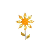 Yellow Sunflower Brooch Pins Rhinestone Flower Pin For Clothes Gold-Plated Sunfl Sunflower