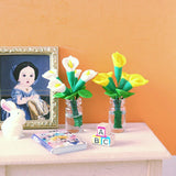 Dollhouse Miniature Calla Lily Yellow White Flower Vase Plant Garden 1/12 Scale Lily