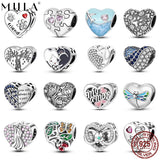 European 925 Sterling Silver DIY Charm Forever Love Heart MoM for Women Bracelet Sunflower