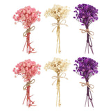 6 Pcs Mini Dried Flower Bouquet Baby's Breath Boho Pink/Rose Purple/White Dried Flower
