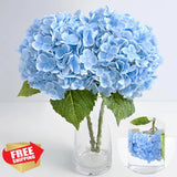 MARTINE MALL 2 Pcs Blue Latex Hydrangea Flowers Real Touch Artificial Bouquet Bouquet