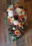 Fall Bridal Bouquet Cascade Sola Wood Burnt Orange Pink Burgundy Wedding Flowers Bouquet