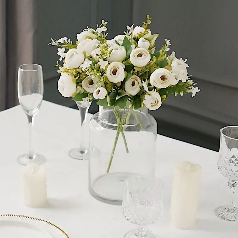 IVORY 4 Bouquets 12" Silk Mini Ranunculus Artificial FLOWERS Party Decorations Ranunculus