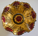 Vintage Carnation Goofus Glass Reverse Painted Red And Gold 9