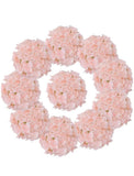 Lushidi 10Pcs Silk Hydrangea Heads With Stems Artificial Flowers Peach Pink Hydrangea