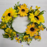 6 Crown of Sunflower Candle Ring Wreath 5" Center - Home, Wedding, Springs Decor Sunflower