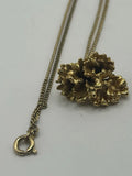 Vintage Gold Tone Carnation Flower Pendant Necklace 18Ó Carnation