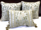 Croscill Gold Floral Marietta Wisteria Hydrangea 3 Piece Throw Pillow Set Hydrangea