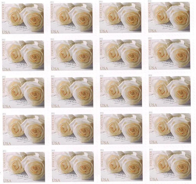 USPS Wedding Roses 2011 Forever Stamps - Book of 20 Postage Stamps Roses