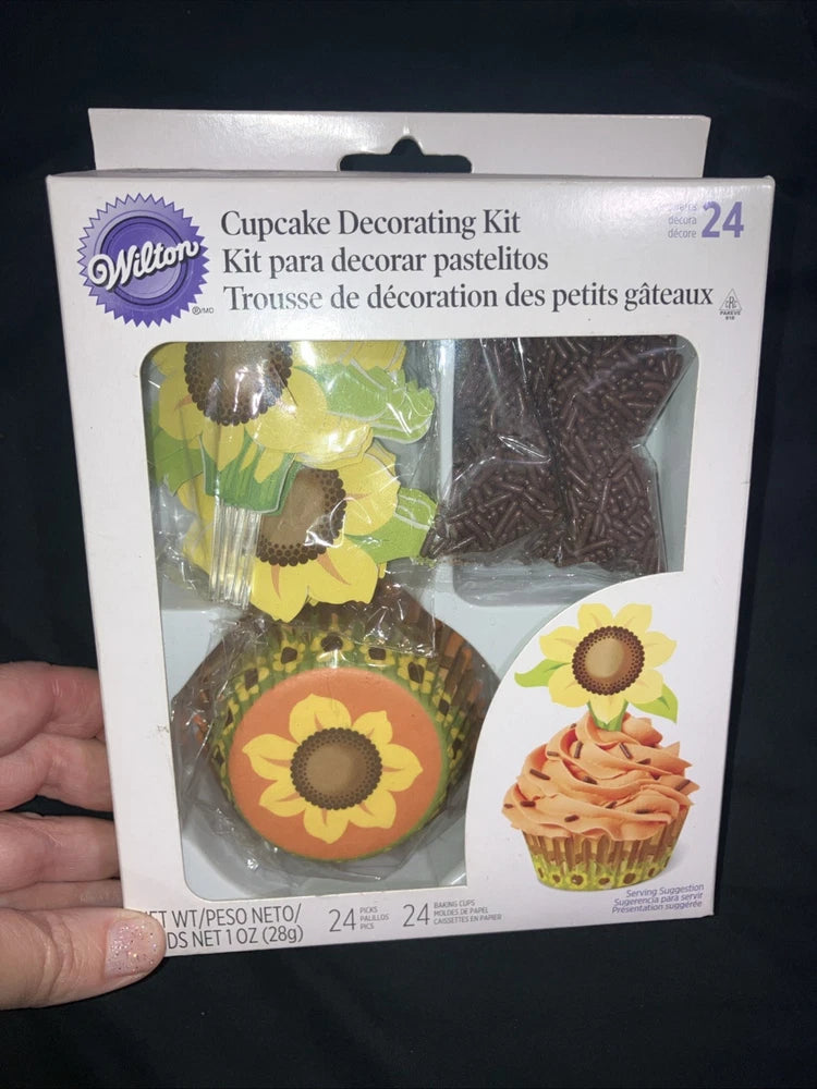 Wilton Sunflower Baking Cupcake Kit 24 Liners/Picks Sealed Flower Fall Autumn Sunflower