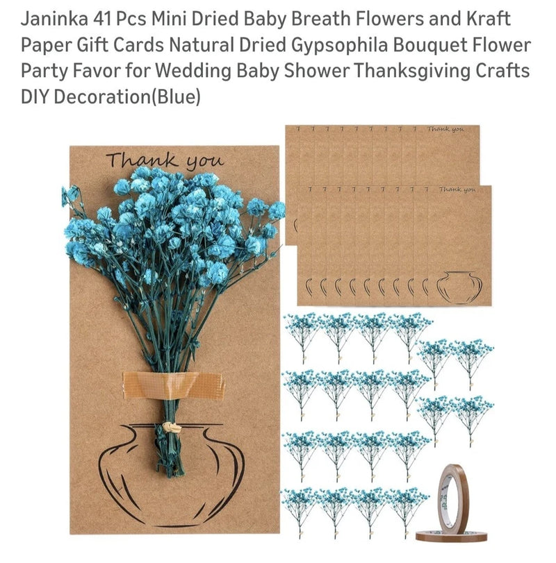 41pcs Mini Dried Baby Breath Flowers With Cards For Baby Shower Or Special... Dried Flower
