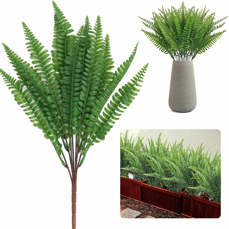 1-10pack Artificial Fake Boston Fern Plant Bushes Artificial Ferns Outdoor Decor Green Plant