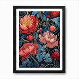 Peony Flower Seamless Pattern Art P Framed Wall Art Poster Canvas Print Picture Peony