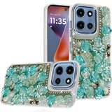 For Moto G 2025/2026/G Play 2026 Case Roses Arrangement Bling + Tempered Glass Roses