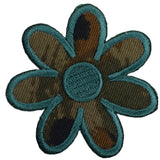 Camo Daisy Applique Patch - Camouflage Flower Embroidered Badge 2" (Iron on) Daisies