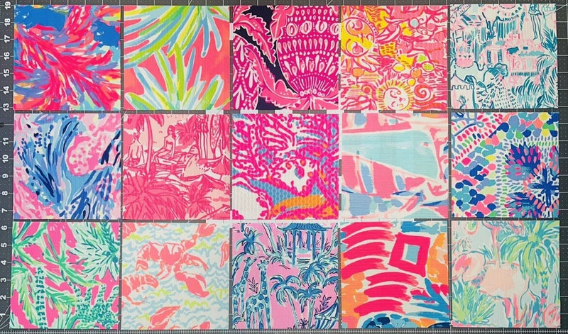 Set of 10 Lilly P. 4x4 Inch Fabric Squares Flowering Plants