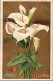 Vintage Easter Postcard Calla Lilies Flower Bouquet Series D No.6 Lily