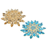 Rhinestone Flower Brooch Pin Large Crystal Sunflower Lapel Pin Blue/Yellow Sunflower