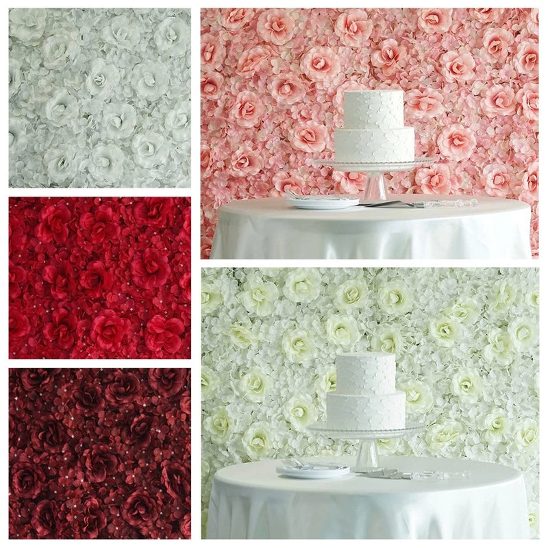 4 pcs Silk Roses and Hydrangea Flowers Wall Backdrop Panels Wedding Decorations Hydrangea