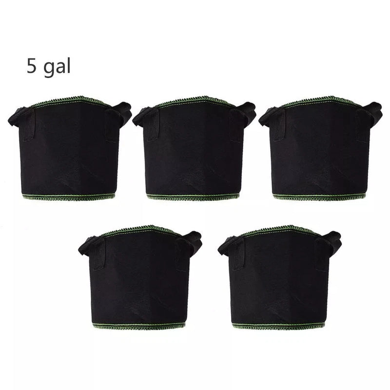 Thickened Garden Nonwoven Plant Grow Bags Aeration Fabric Flower 5Gallon 5PCS Garden Plants