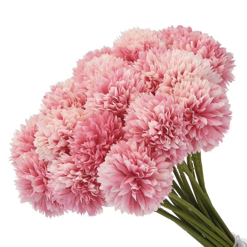 20Pcs Artificial Flower Heads Silk Chrysanthemum Hydrangea Dark Pink Hydrangea