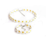 2pcs Lace Daisy Sunflower Choker Necklace Bracelet Flower Jewelry Set for Women Sunflower