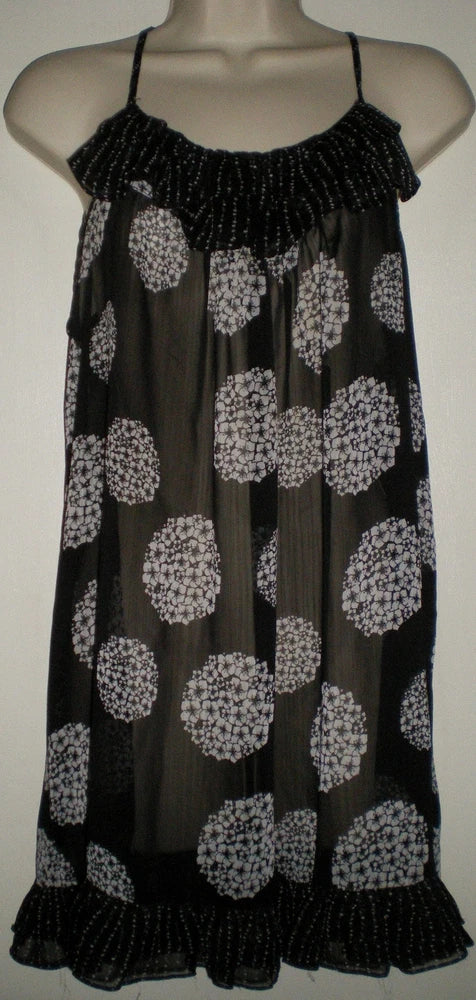 CYNTHIA ROWLEY Sheer BABYDOLL NIGHTGOWN S Gown SMALL Hydrangea Flower CHEMISE Hydrangea