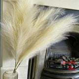38" 10 Stems Faux Pampas Grass Decor - Tall Pampas Grass for Floor A-beige Pampas Grass