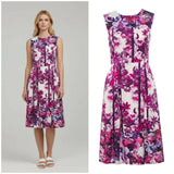 ERDEM Floral Silk Dress, Size AU/UK 14 US 10, Lilac Hydrangea Print Purple Pink Hydrangea