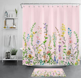 Farmhouse Yellow Sunflower Pink Flower Shower Curtain Set for Bathroom Decor Sunflower