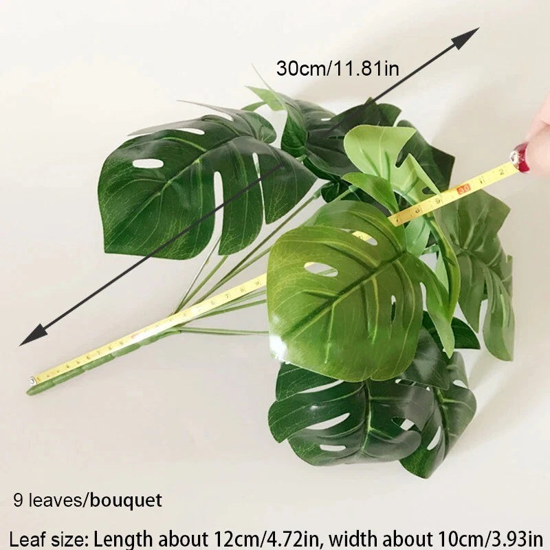 plamArtificialTreePlantGreenLeavesFakeHome DecorPlasticLeafTropicalLargeGardenSi Green Plant