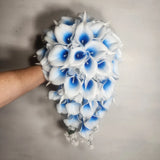 Royal Blue White Calla Lily Bridal Wedding Bouquet Accessories Bouquet