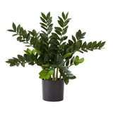 Nearly Natural 28" Artificial Zamioculcas Plant with Decorative Planter in Green Green Plant