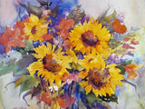 Joan McKasson "Garden Sunflowers", poster, 18.5hx25w image, signed or unsigned Sunflower