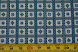 By 1/2 Yd, 36" Wide, Vintage 1940's-60's,Green & Blue Floral Checks Cotton,P2617 Flowering Plants