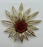 Vintage Sarah Coventry Sunflower Gold Tone Brooch Pin Pendant Sunflower