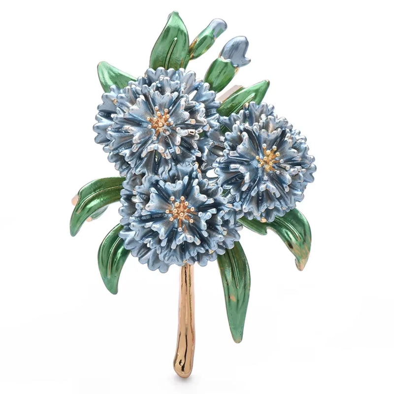Enamel Blue Hydrangea Flower Brooch Pin Ð Vintage Spring Summer Jewelry Gift Hydrangea