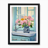 A Vase With Carnation, Flower Bouqu Framed Wall Art Poster Canvas Print Picture Carnation