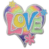 Love Applique Patch - Pastel Heart Daisy Flower Valentine Badge 3-1/8" (Iron on) Daisies
