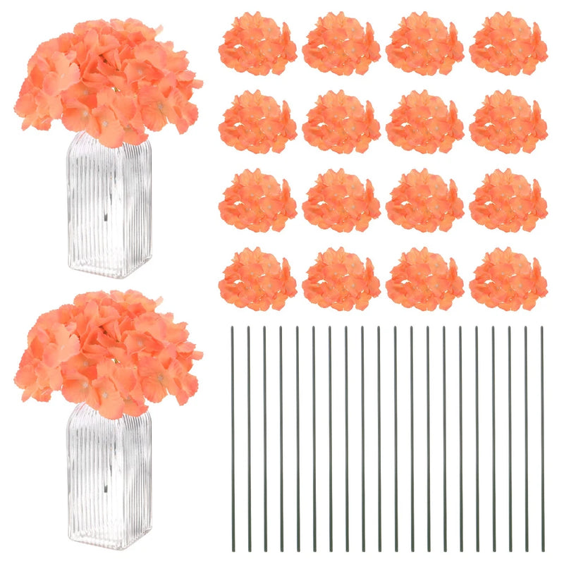 40-Pack Silk Hydrangea Flowers for Home Decor [Orange Yellow] Hydrangea