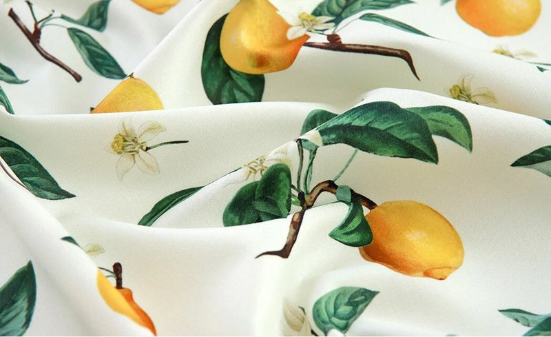 Fruit Lemon Patterned Fabric made in Korea by the Half Yard Flowering Plants