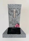 Memorial Solar LED Light Tombstone Ð Grave Marker Tribute with Cross & Roses Roses