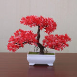 1PC Artificial Dried Flowers Green Welcoming Pine Bonsai Potted Plant Home Decor Green Plant