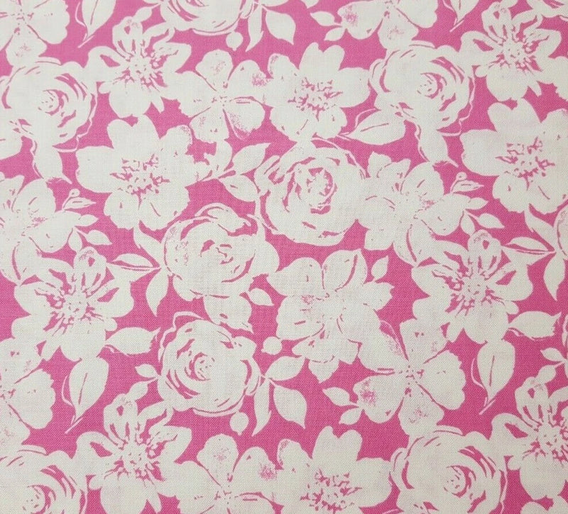 Chelsea Market BTY Brenda Walton Blend Fabrics Floral Pink White Flowering Plants