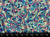 Tina Scrap Purple Blue Metallic Flower Floral Petals Cotton Fabric 9