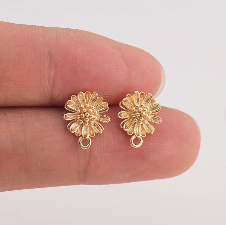 10pcs Tiny Daisy Stud Earring,Gold Sun Flower Earring,Sunflower Earring Post Sunflower