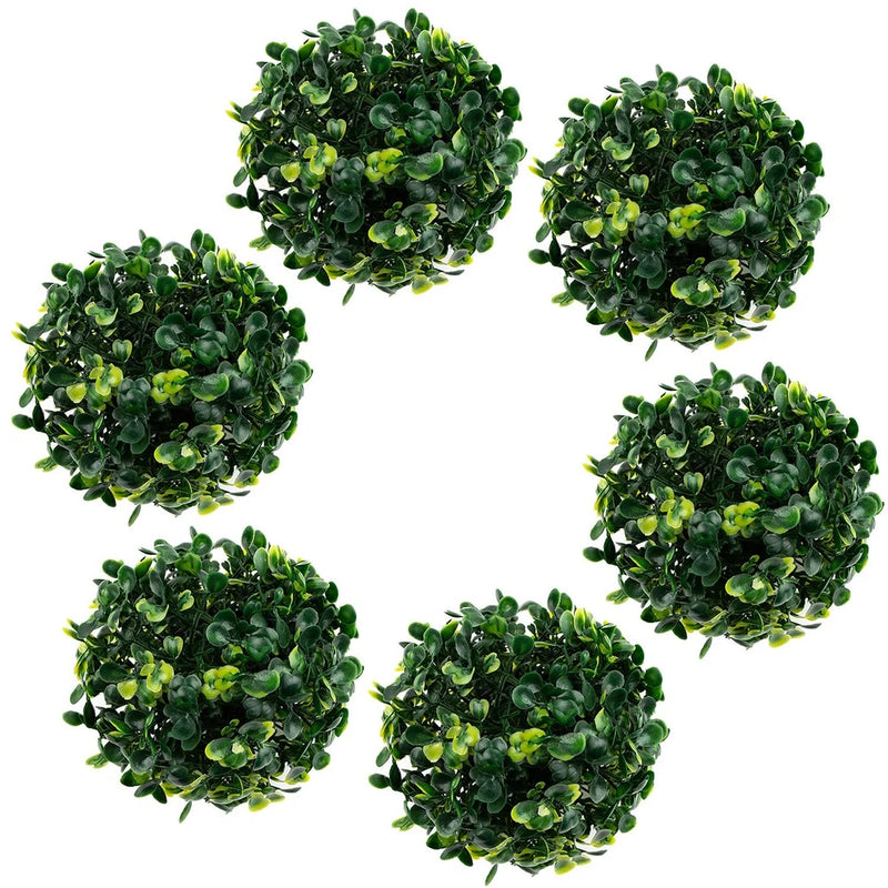 Pack of 6 artificial boxwood topiary plant balls, 4-inch green foliage spheres