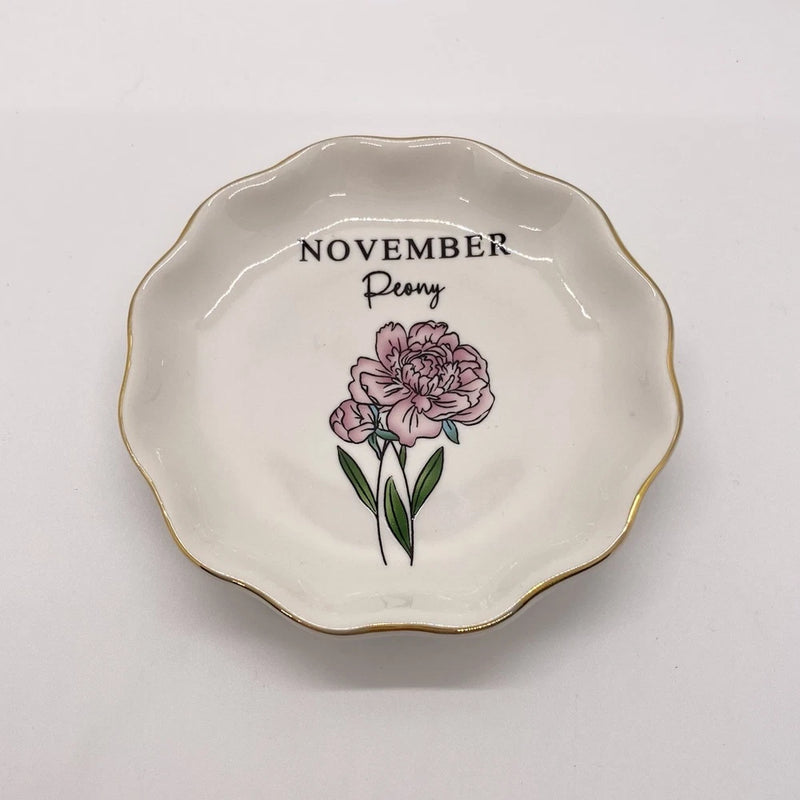 Modern Expressions November Peony Zodiac Flower Trinket Tray New Peony