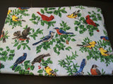 Blue Floral Bird Fabric Remnant Cotton Blend Sewing DIY Crafts 2.50yd New Flowering Plants